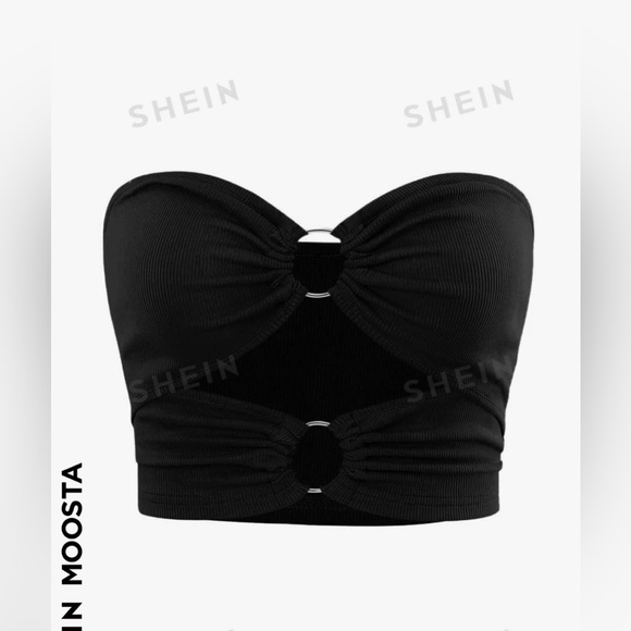 SHEIN MOOSTA O-RING LINKED CUT OUT TUBE TOP BLACK SIZE SMALL - Picture 1 of 8